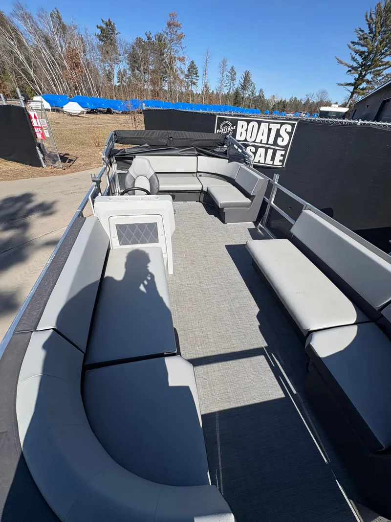 Slide: The Image of 2025 Custom Pontoon Maui boat for sale, featuring spacious seating and modern design. - 6