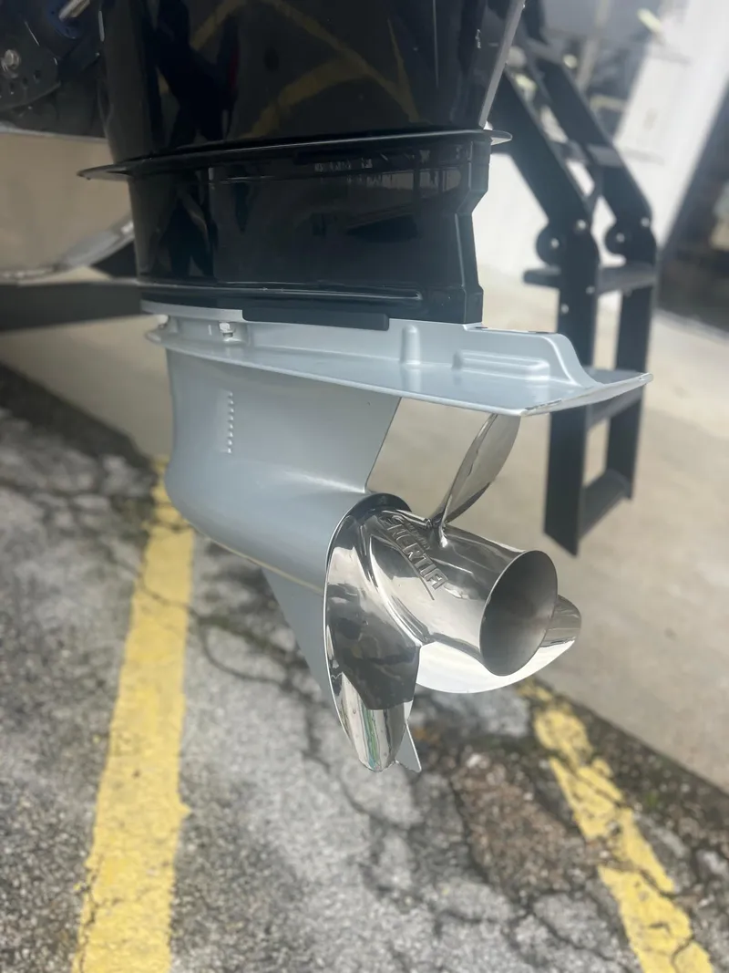 Slide: The Image of Close-up of a 2024 Viaggio Z24S boat propeller on a concrete surface. - 13