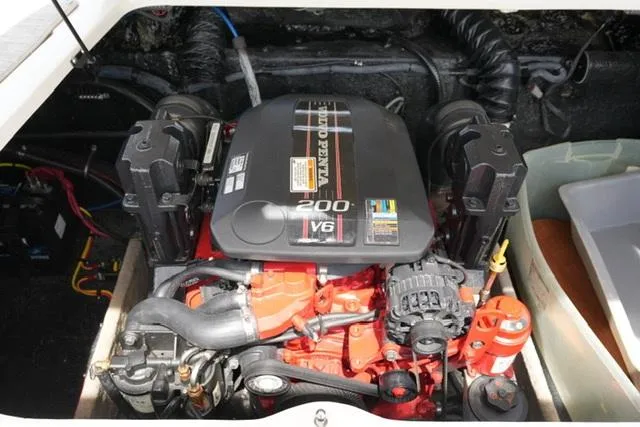 Slide: The Image of 2016 Stingray 208LR boat engine, featuring a powerful V6 configuration. - 10