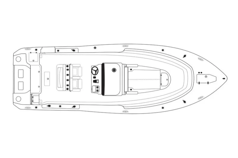 Slide: The Image of 2022 Sea Hunt Gamefish 30 Coffin Box with open storage, docked near mangroves. - 27
