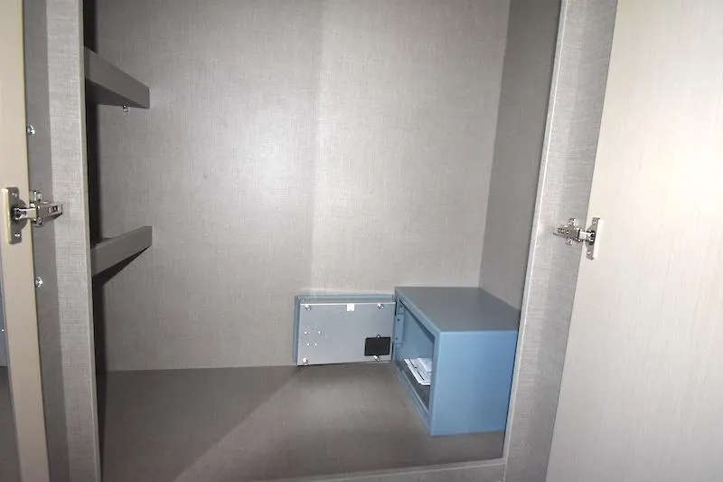 Slide: The Image of Interior storage space with shelves and safe in 2024 Azimut Fly 68 yacht. - 16