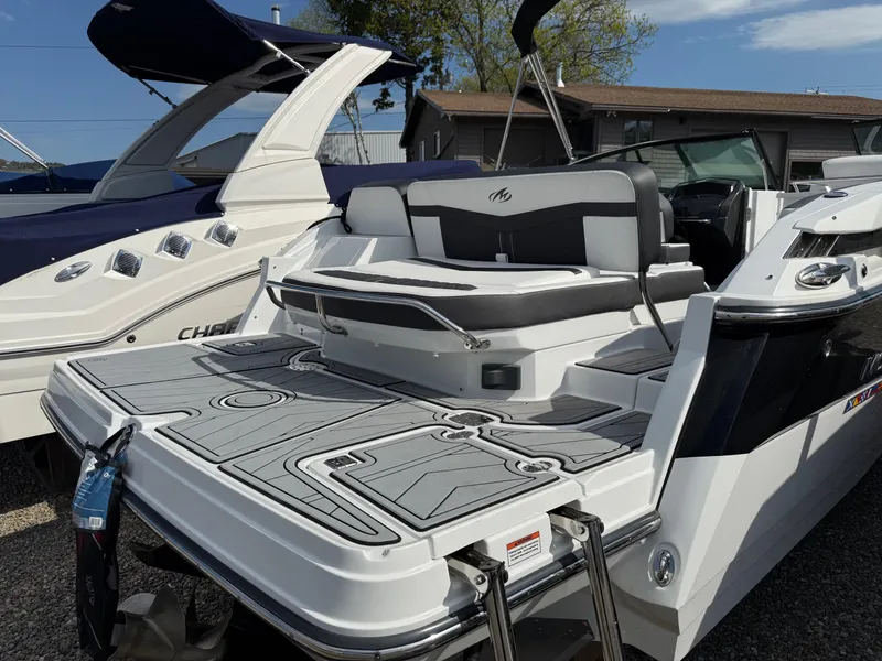 Slide: The Image of 2023 Monterey 258 Super Sport boat with sleek seating and modern design. - 4