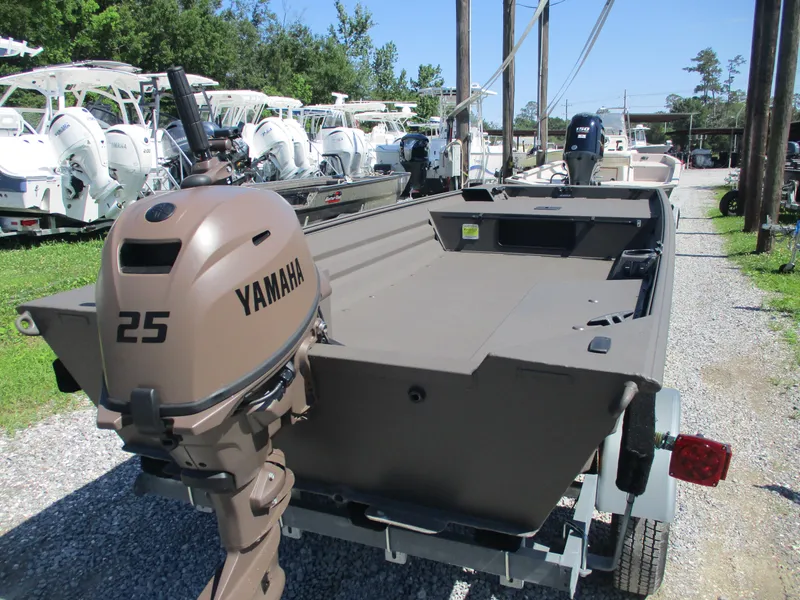 Slide: The Image of 2025 Alweld 1548 Marsh boat with Yamaha 25 outboard motor on trailer. - 6