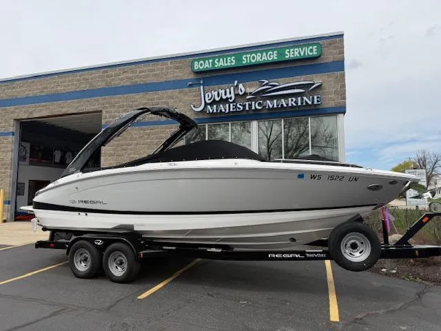 Slide: The Image of 2023 Regal LS6 boat on trailer at Jerry's Majestic Marine dealership. - 41