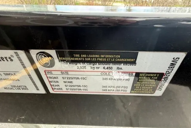 Slide: The Image of Tire and loading information label on 2023 Regal LS6, showing pressure and weight limits. - 47