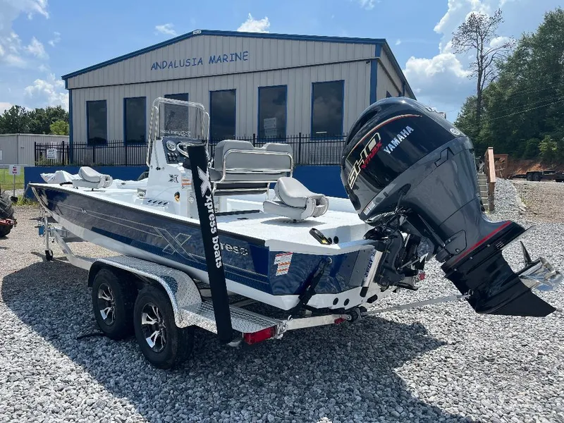 Slide: The Image of 2025 Xpress H22 Bay boat with Yamaha engine at Andalusia Marine dealership. - 3