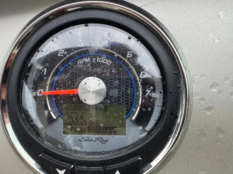 Slide: The Image of Close-up of a Sea Ray 280 Sundancer 2015 tachometer with water droplets. - 40