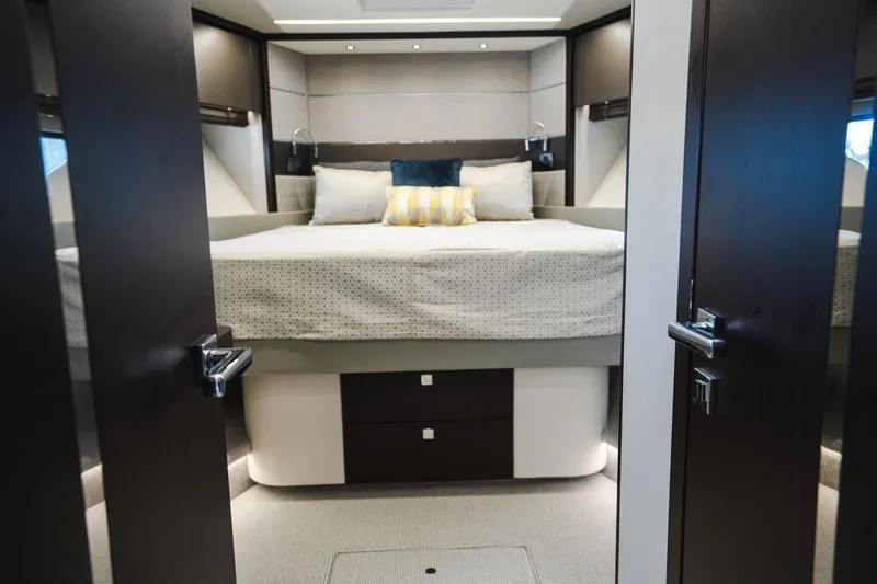 Slide: The Image of Luxurious bedroom interior of 2020 Sunseeker 74 Predator yacht with modern design. - 32