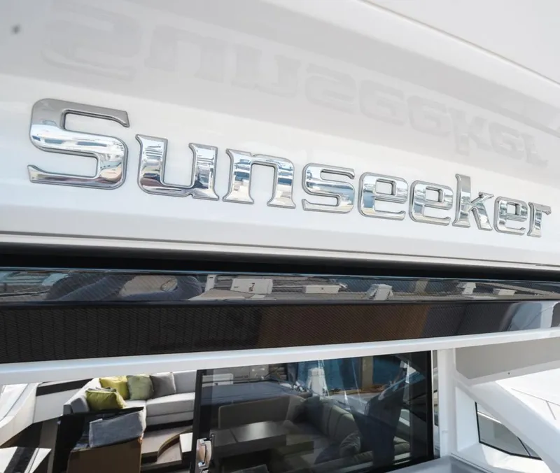 Slide: The Image of Sunseeker 74 Predator 2020 yacht logo with luxurious interior glimpse. - 42