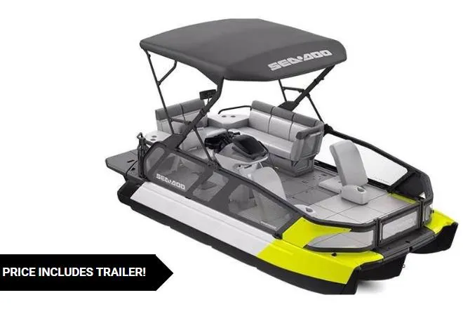 The Image of 2024 Sea-Doo Cruise 18' 230hp boat with trailer, featuring sleek design and spacious seating. - 1