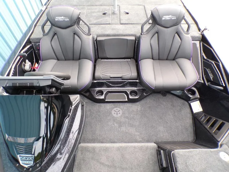 Slide: The Image of 2025 Skeeter ZXR20 boat interior with dual seats and modern design. - 16