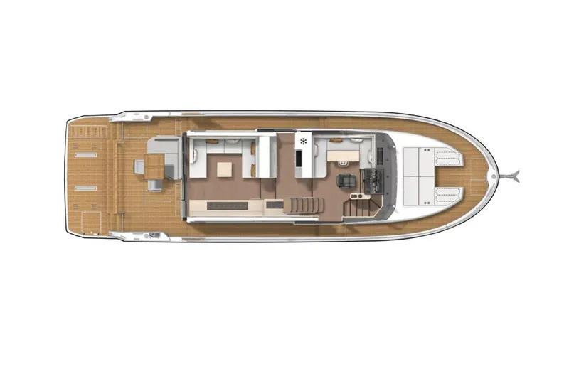 Slide: The Image of Luxurious interior of 2026 Beneteau Swift Trawler 54 yacht with ocean view. - 13