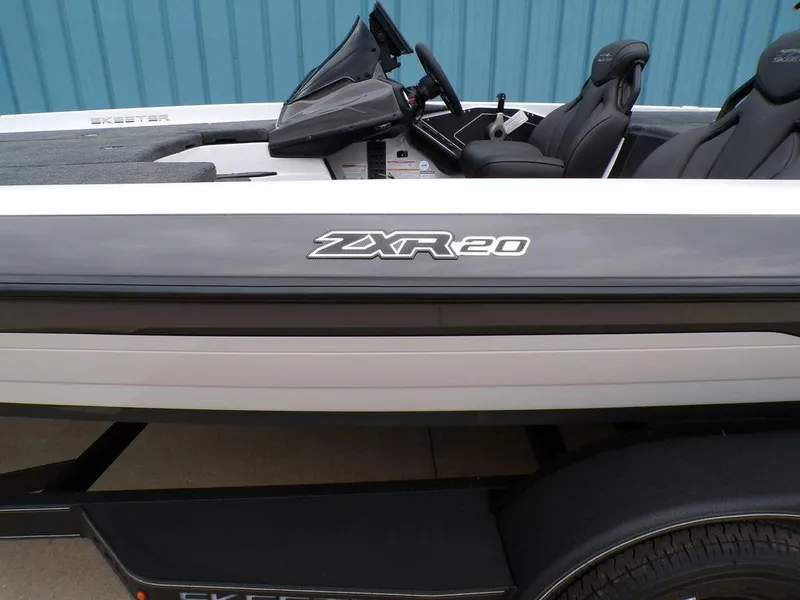 Slide: The Image of 2025 Skeeter ZXR20 boat side view with sleek design and comfortable seating. - 20