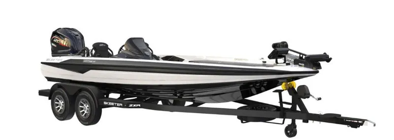Slide: The Image of 2025 Skeeter ZXR20SE boat on trailer, featuring sleek design and dual axles. - 1
