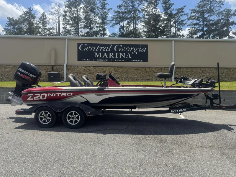 Slide: The Image of 2016 Nitro Z20 boat at Central Georgia Marina, featuring a Mercury engine. - 1