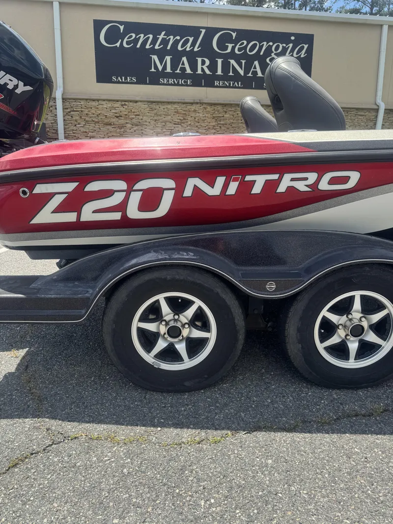 Slide: The Image of Red Nitro Z20 boat on trailer at Central Georgia Marina. - 13