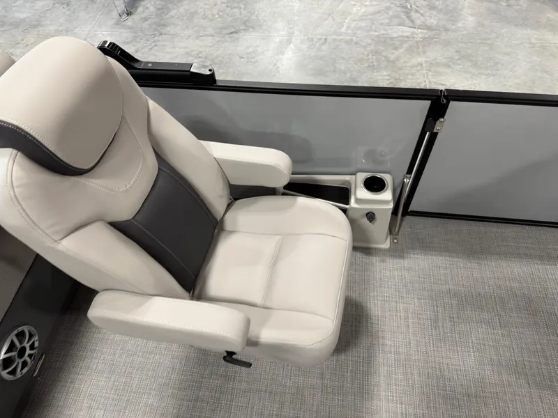 Slide: The Image of Luxurious seating in 2025 Sylvan L 5 boat with cup holder and modern design. - 13
