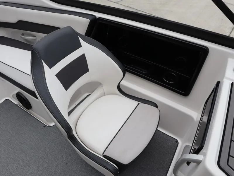 Slide: The Image of 2019 Yamaha Boats SX195 interior with sleek, modern seating design. - 21