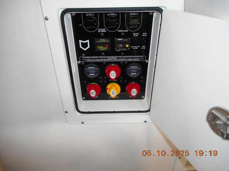 Slide: The Image of Electrical control panel on a 2025 Sea Fox 328 Commander boat. - 25