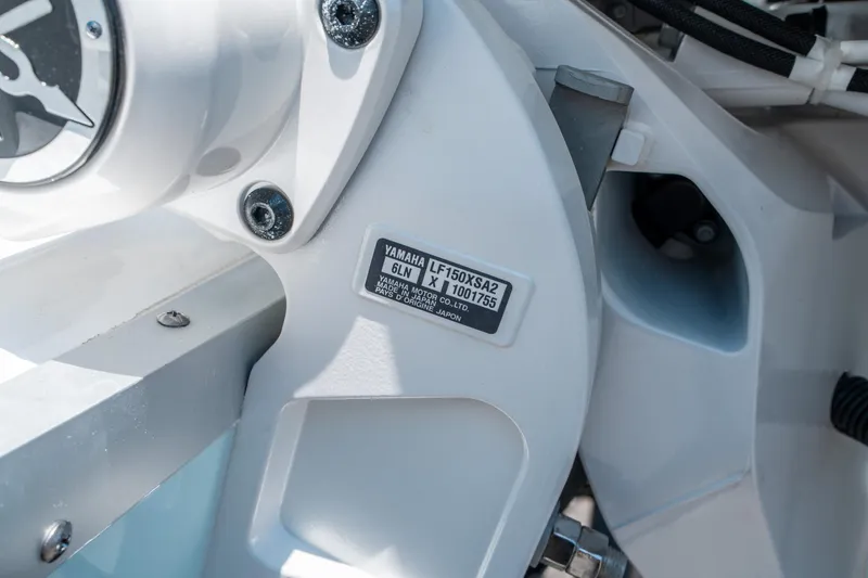 Slide: The Image of Close-up of Yamaha motor label on 2025 Sea Hunt Gamefish 25 boat. - 31