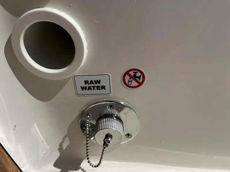 Slide: The Image of Pathfinder 2300 HPS 2025 raw water intake with warning label, close-up view. - 22