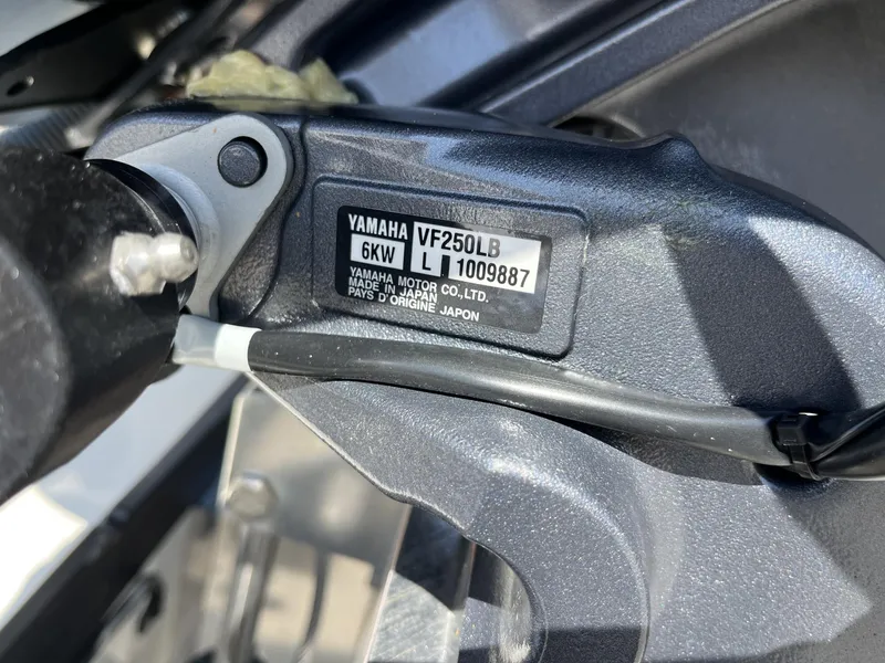 Slide: The Image of Close-up of Yamaha VF250LB engine label on 2025 Pathfinder 2300 HPS boat. - 8