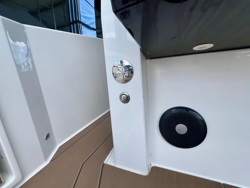 Slide: The Image of Navan C30 2025 boat interior detail with speaker and control panel. - 14