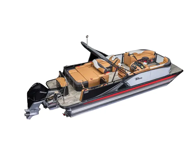 Slide: The Image of 2025 Tahoe LTZ boat with sleek design, luxurious seating, and powerful Mercury outboard motor. - 16