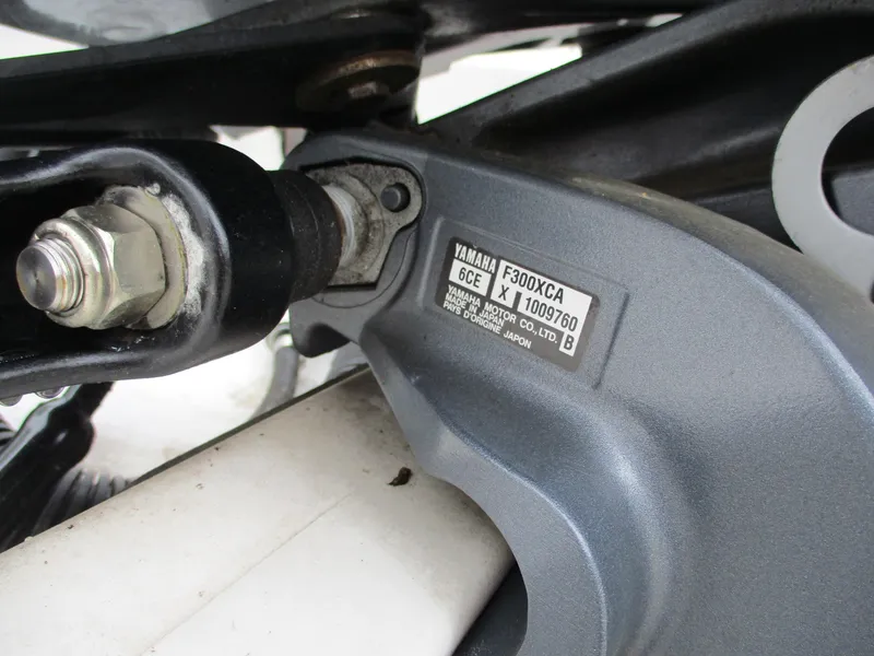 Slide: The Image of Yamaha F300XCA engine detail on 2013 Sea Fox 240 Viper boat. - 10