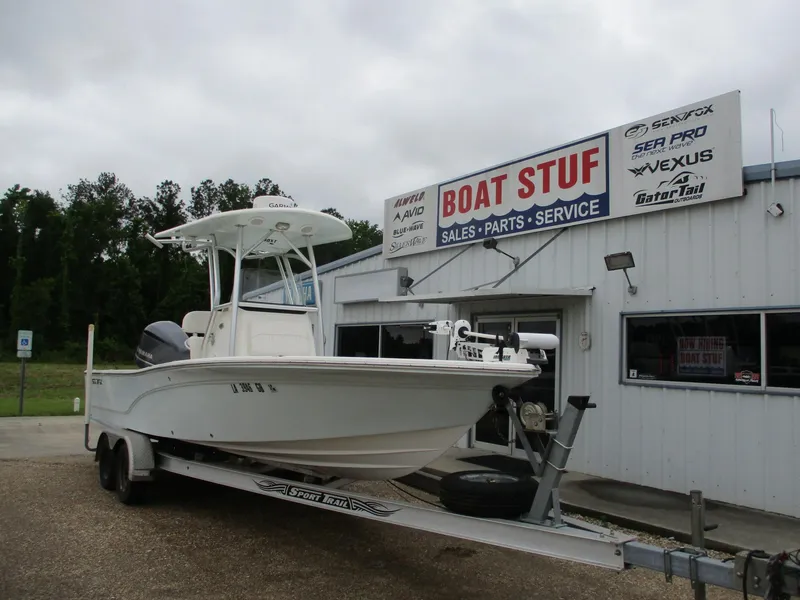 Slide: The Image of 2013 Sea Fox 240 Viper boat on trailer outside Boat Stuf dealership. - 3