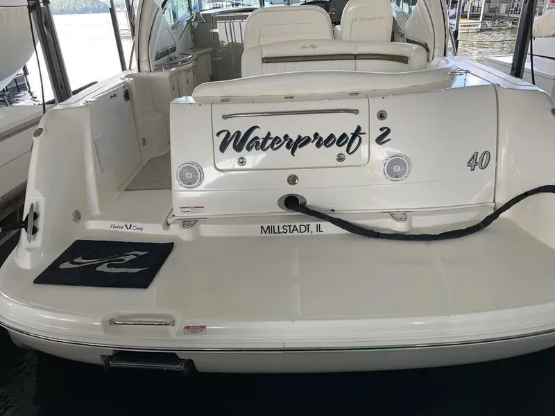 Slide: The Image of 2007 Sea Ray 40 Sundancer yacht named "Waterproof 2" docked in Millstadt, IL. - 9