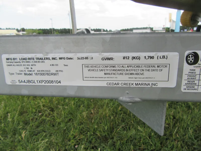 Slide: The Image of Label on trailer showing specifications and compliance details, including GVWR and manufacturer information. - 22