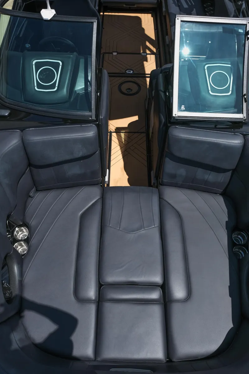 Slide: The Image of 2019 Supra SE450 interior with black leather seats and modern design elements. - 30