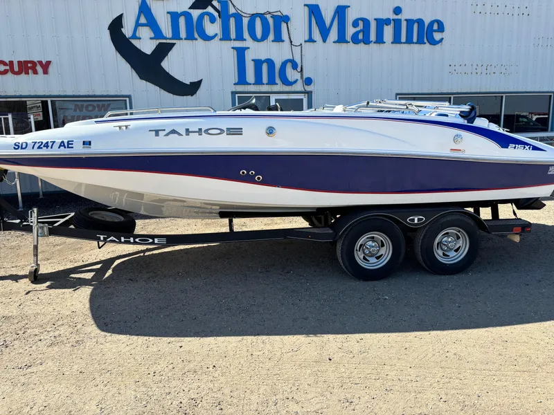 Slide: The Image of 2020 Tahoe 215 Xi boat on trailer at Anchor Marine Inc. dealership. - 6