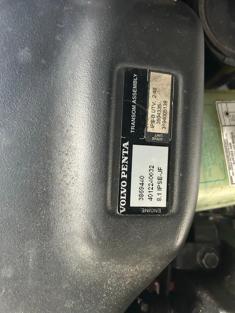 Slide: The Image of Volvo Penta engine label on 2009 Cruisers Yachts 390 Sports Coupe. - 49