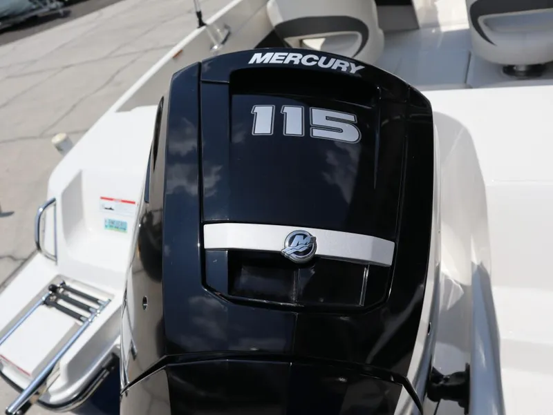 Slide: The Image of 2022 Bayliner 170 BR with Mercury 115 outboard motor, rear view. - 21