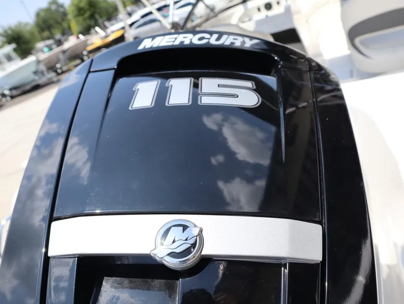 Slide: The Image of Mercury 115 outboard engine on 2022 Bayliner 170 BR boat, close-up view. - 6