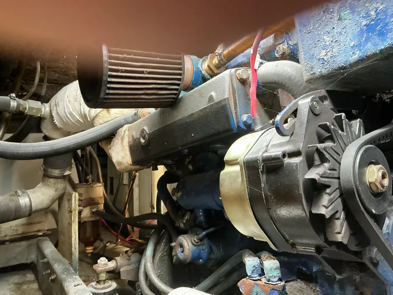 Slide: The Image of Engine of a 1978 Californian 34 LRC boat, showcasing mechanical components and details. - 35