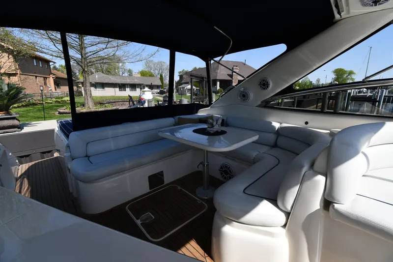 Slide: The Image of Luxurious Sunseeker Camargue 51 yacht interior with white seating, 1996 model. - 30