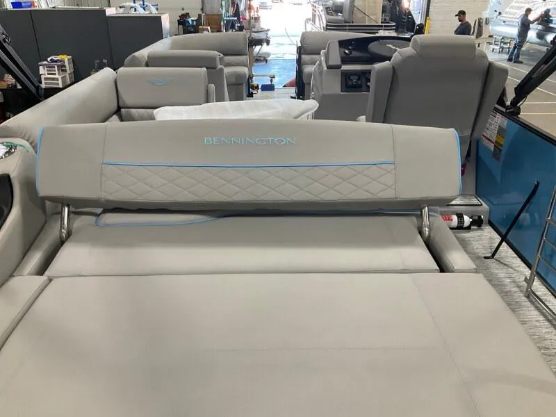 Slide: The Image of 2025 Bennington 22 LSB boat interior with luxurious seating and modern design. - 3