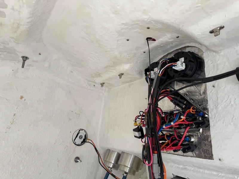 Slide: The Image of 2019 Sea Fox 206 Commander wiring and components in boat interior. - 43