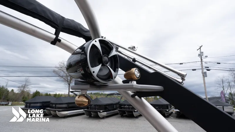 Slide: The Image of 2019 Malibu MXZ boat speaker and light detail at Long Lake Marina. - 19