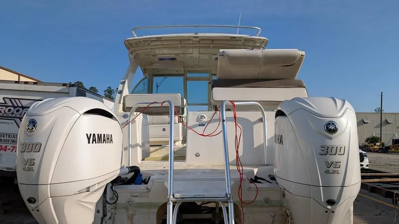 Slide: The Image of 2016 World Cat 320 DC boat with twin Yamaha 300 V6 engines. - 3