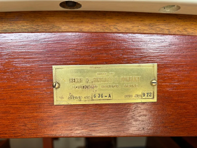 Slide: The Image of Plaque on 1955 Hinckley 36 Auxiliary Yawl, design number 636-A, hull number 972. - 30
