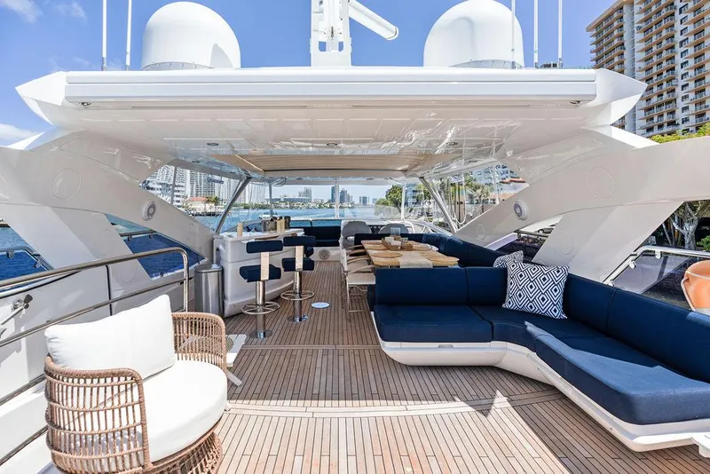 Slide: The Image of Luxurious 2019 Sunseeker 86 Yacht with spacious deck and elegant seating area. - 41