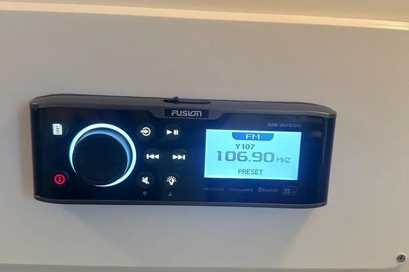 Slide: The Image of Fusion marine stereo display on a 1994 Sea Ray 370 Express Cruiser. - 38