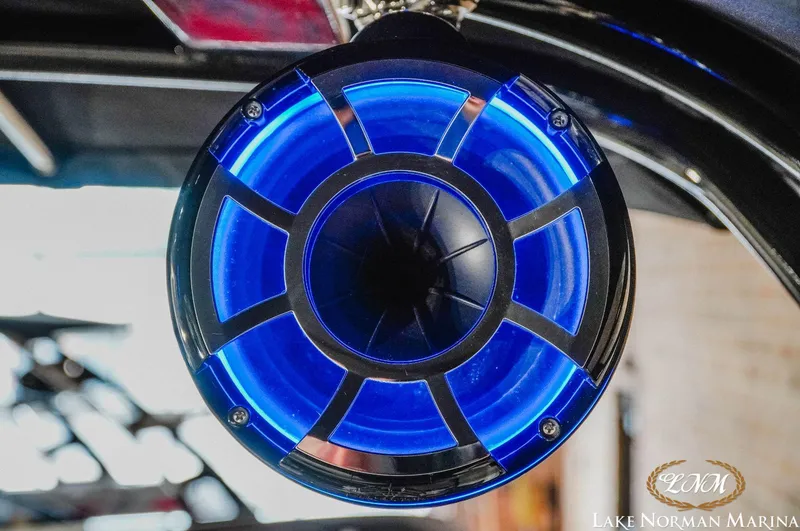 Slide: The Image of Blue LED speaker on 2016 Chaparral 227 SSX SURF boat at Lake Norman Marina. - 24
