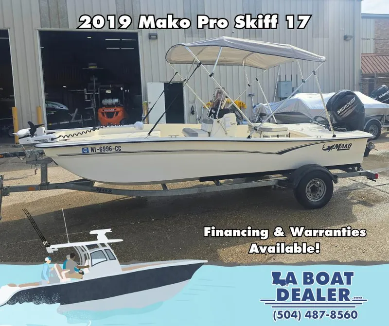 The Image of 2019 Mako Pro Skiff 17 boat on trailer, available at LA Boat Dealer. - 0