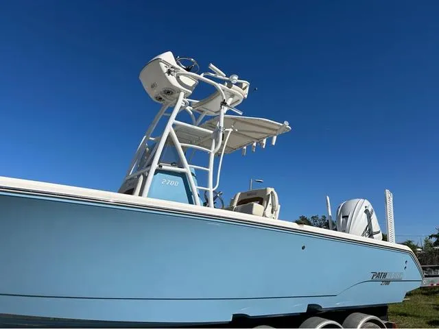 Slide: The Image of 2023 Pathfinder 2700 Open boat with tower against clear blue sky. - 6