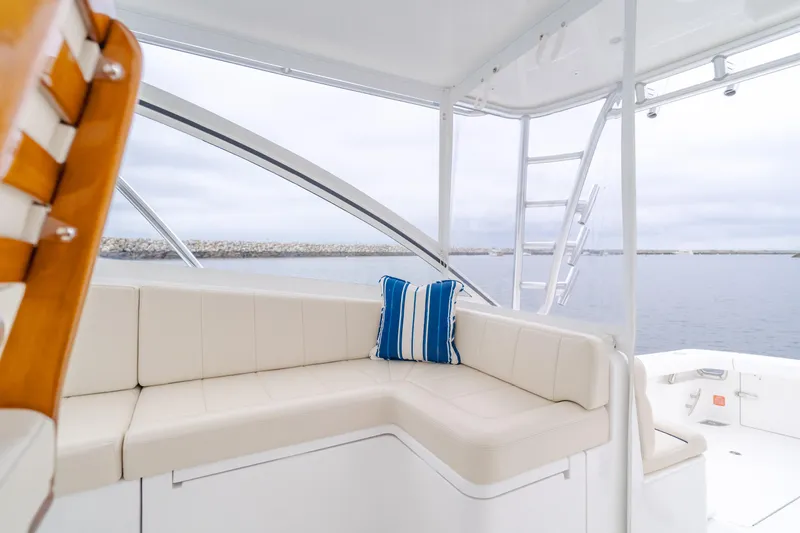 Slide: The Image of Luxurious seating on 2022 Viking 38 Open Billfish yacht with ocean view. - 14